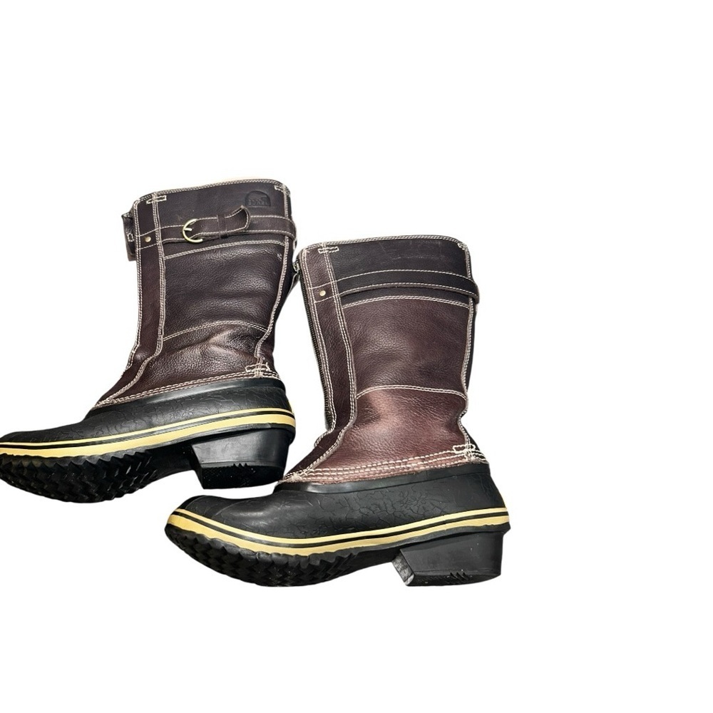 SOREL GRIZZLY BEAR BROWN & BLACK TALL WINTER/ WATERPROOF BOOTS WOMEN'S SIZE 9 - Picture 11 of 13